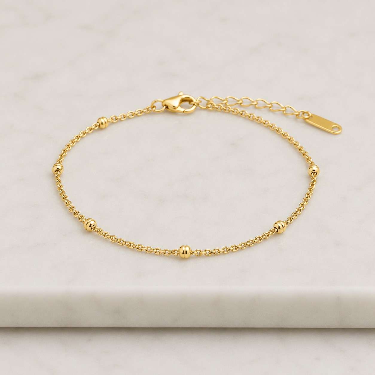 layered gold silver chain bracelet, double beaded women's everyday jewelry, best friend gift