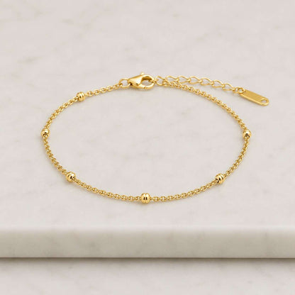 Layered Gold Silver Chain Bracelet, Double Beaded Women's Everyday Jewelry, Best Friend Gift