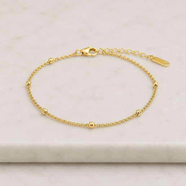 Layered Gold Silver Chain Bracelet, Double Beaded Women's Everyday Jewelry, Best Friend Gift