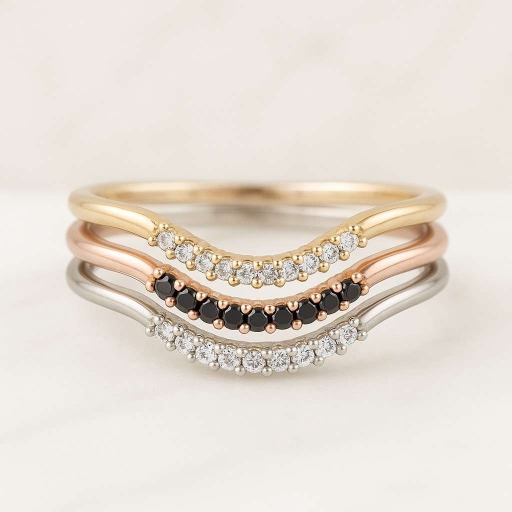 Leaf Inspired Chevron Band Round Cut Lab Grown Diamond Wedding Band