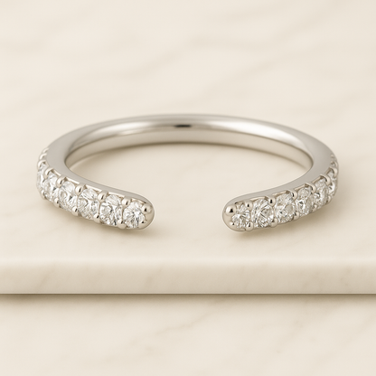 Vintage round diamond open wedding band rose gold ring unique open cuff band