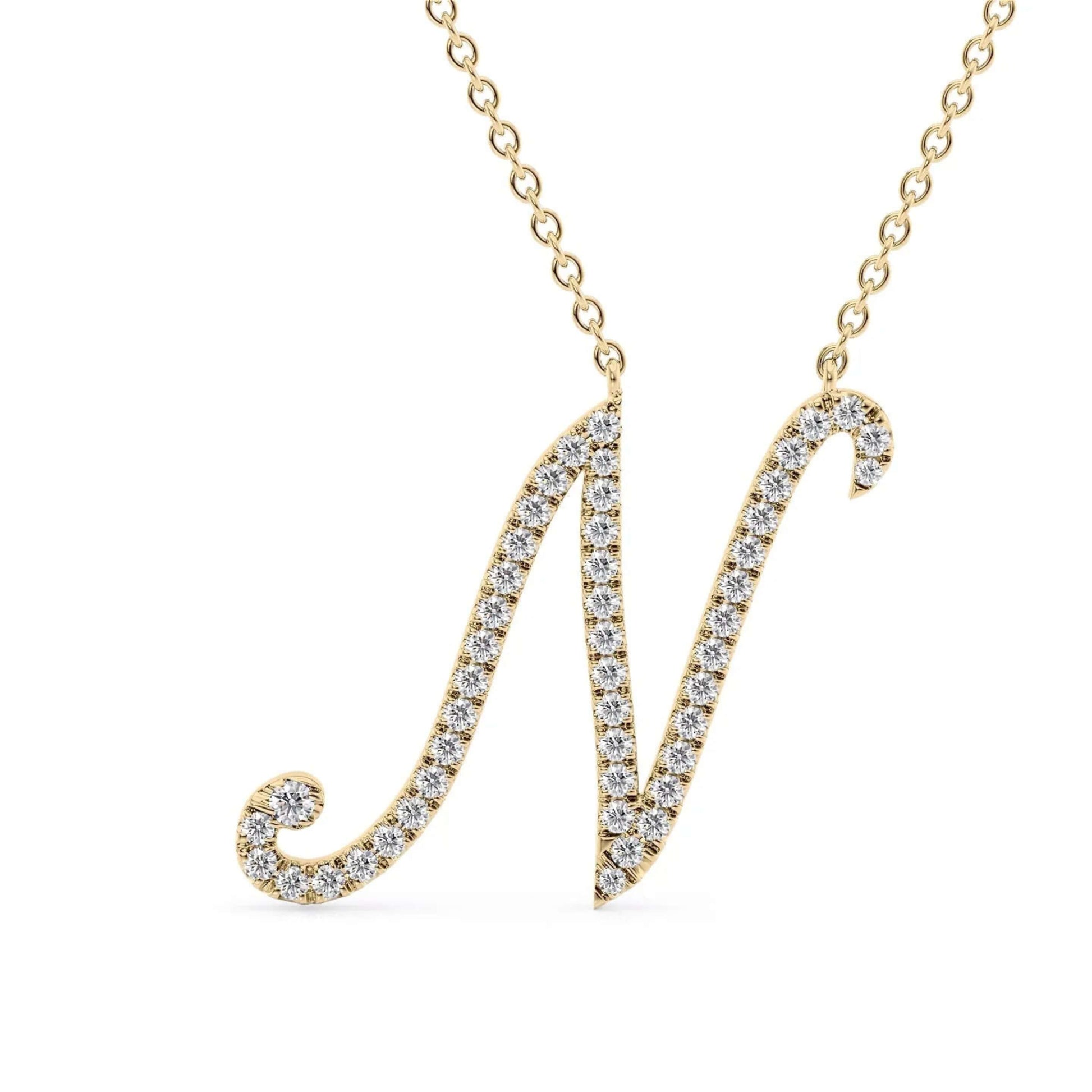 Letter Charm Pendant, Lab Grown Diamond Alphabet Pendant, Initial Letter Charm
