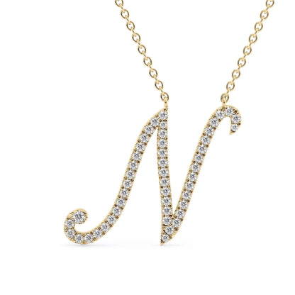 Letter Charm Pendant, Lab Grown Diamond Alphabet Pendant, Initial Letter Charm