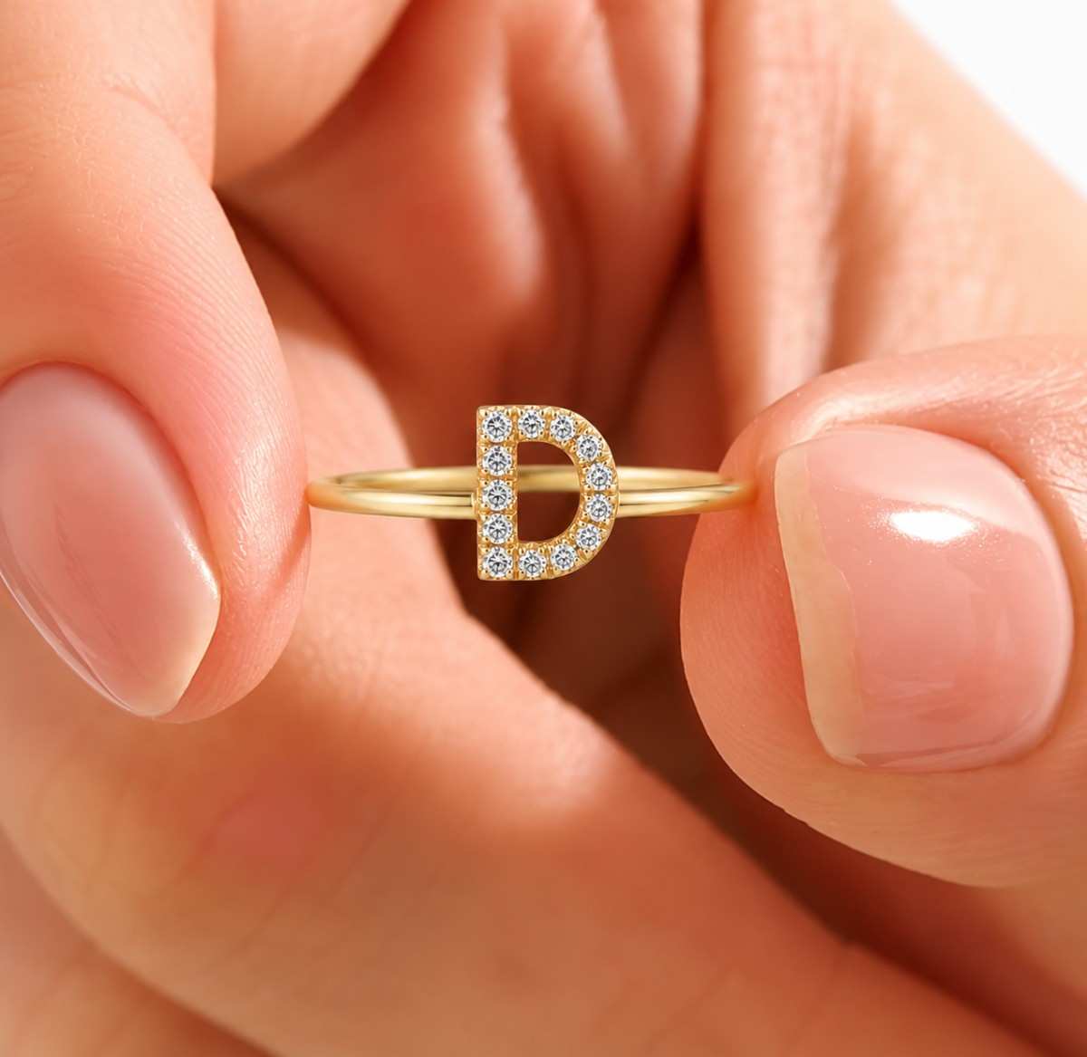 letter diamond ring / initial diamond ring / personalized diamond ring / letter diamond ring / dainty initial ring / custom initial ring
