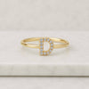 Round Cut Lab Grown Diamond Initial D Ring in 14K Yellow Gold