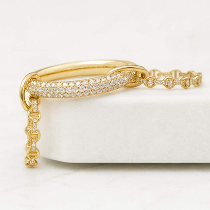 Multi Link Connected Ring 925 Sterling Silver Unique Chunky Layer Interlocking Link Locked Set