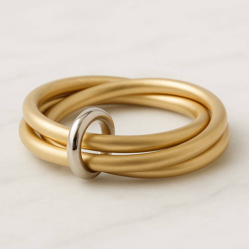 Linked Eternity Band 14K Gold Band Ring Spinner Ring Handmade 14K Solid Gold Faceted Ring Thin Stacking Band