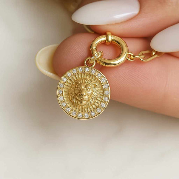 Lion Necklace Solid Gold Minimalist Wildlife Charm Dainty Africa Jewelry 14K Solid Gold Lion of Judah Pendant