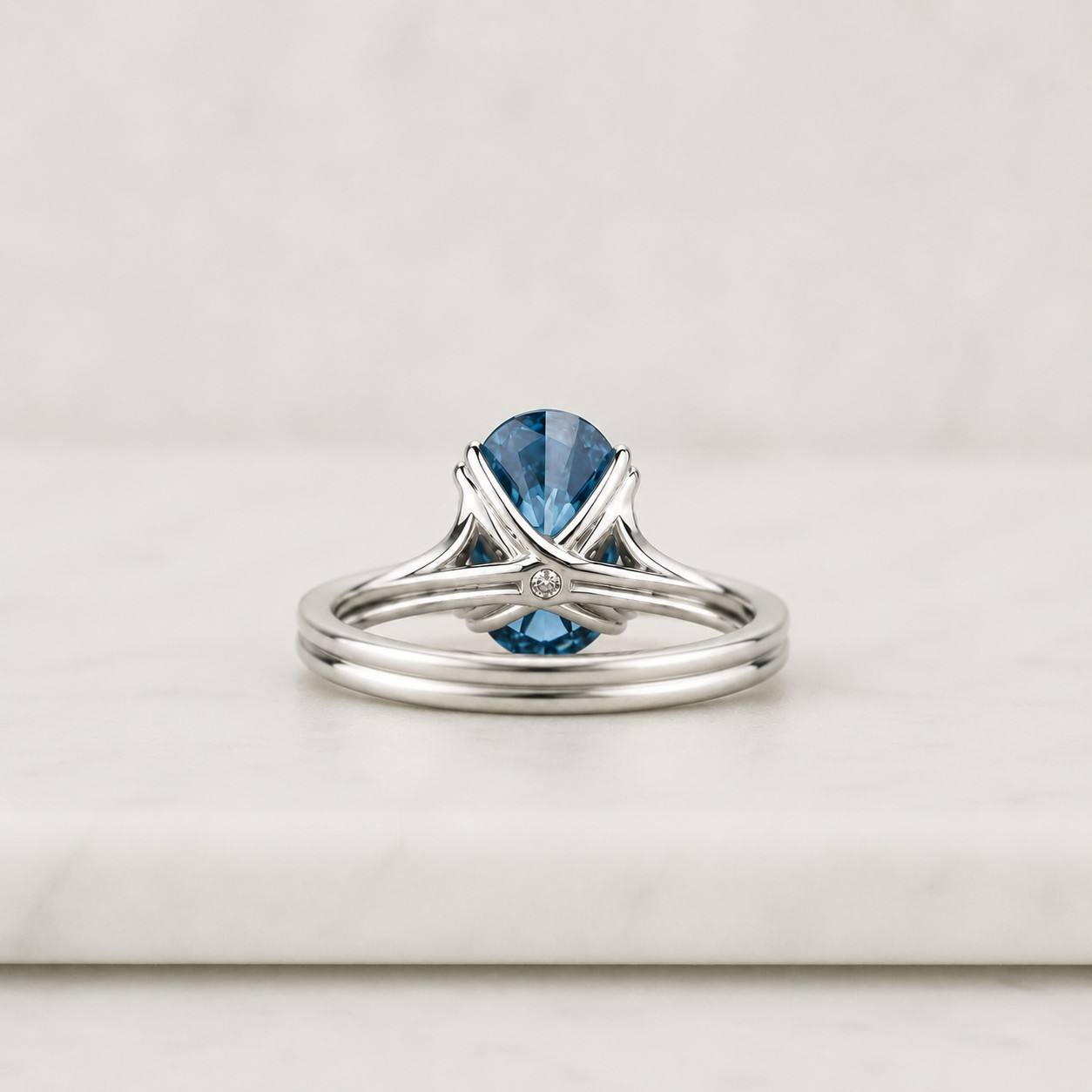London Blue Topaz Engagement Ring Art Deco Moissanite Cluster Ring 14k Rose Gold Oval Cut Blue Topaz Anniversary Ring Twist Band Bridal Ring
