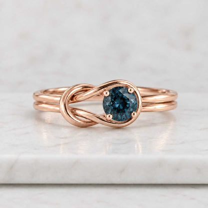 London Blue Topaz Infinity Ring, Round Cut, Yellow Gold Tone, December Birthstone Gift
