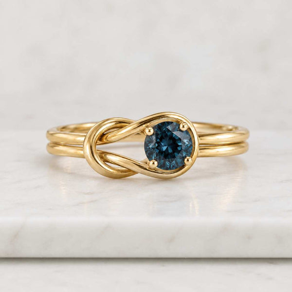 London Blue Topaz Sterling Silver Ring - Round Cut, Anniversary Gift
