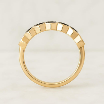 Long hexagon black onyx ring vintage rose gold engagement ring art deco bridal ring bezel set split shank ring women promise wedding ring