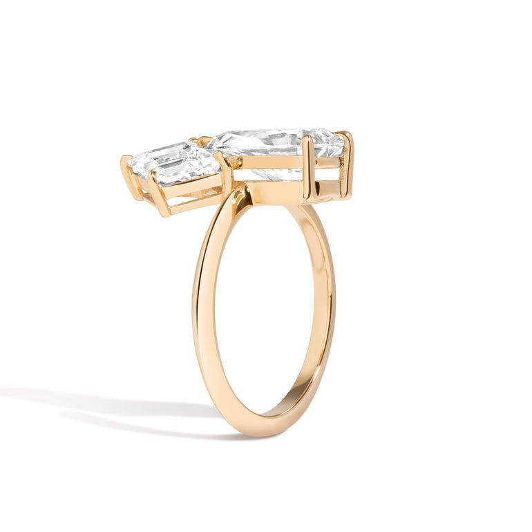 Lozenge_And_Pear_Cut_Moissanite_Diamond_Ring