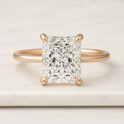 Luxury Modern Engagement Setting 3.10 Carat Radiant Cut IGI Certified D color VVS2 Clarity Lab Grown Diamond Solitaire Engagement Ring with Hidden Halo
