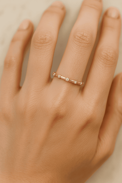 14k Brilliant Round Cut Distance Lab Grown Diamond Band