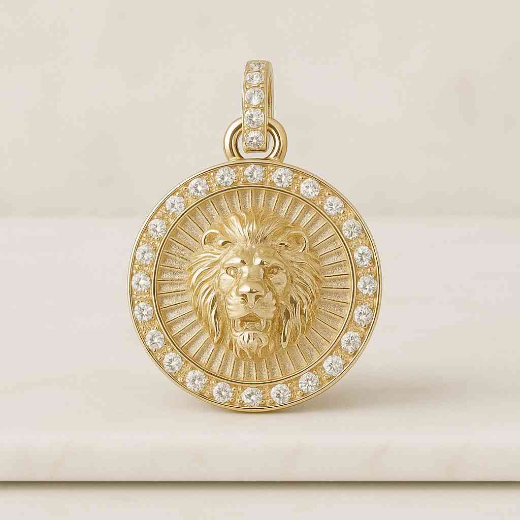 Majestic King Lion Pendant Bold Animal Head Jewelry for Men Statement Gold Charm Gift for Him 14K Solid Gold Lion Necklace