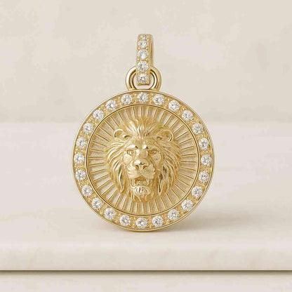 Majestic King Lion Pendant Bold Animal Head Jewelry for Men Statement Gold Charm Gift for Him 14K Solid Gold Lion Necklace