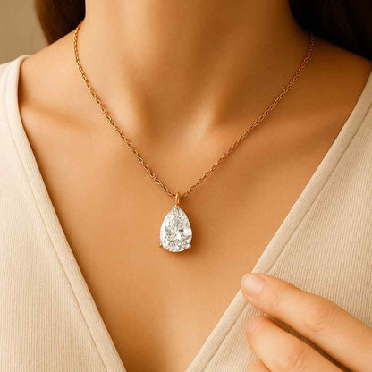 Man Made Diamond Bezel Set Necklace Anniversary Gift For Her