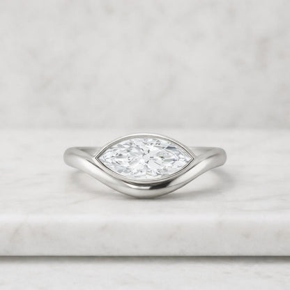 Marquise-Cut Engagement Ring, 14K Gold 0.75 ctw East-West Marquise Shaped Lab Grown Diamond Engagement Ring, Anniversary Gift for Her
