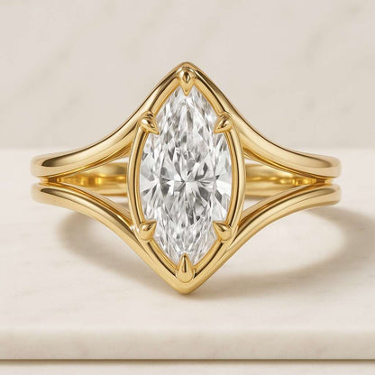 Marquise Diamond Engagement Ring Genuine Lab Grown Diamond Anniversary Ring Unique Proposal Ring for Her Six Claw Prong Setting Ring Gifts