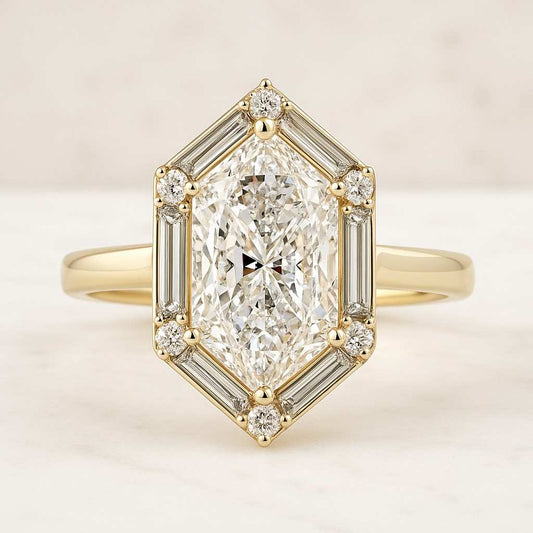 3 CT Marquise Cut Moissanite Engagement Ring Set 14K18K Solid Gold Round Half Eternity Band Vintage Anniversary Wedding Bridal Set Gift