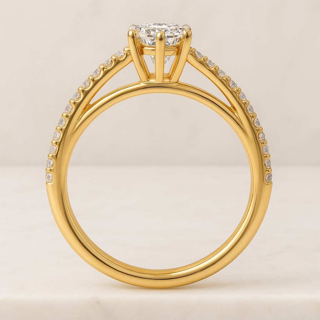 Marquise Cut Lab Grown Diamond Engagement Ring IGI Certified Solitaire Ring Hidden Halo Pave Set Wedding Ring Anniversary Gift