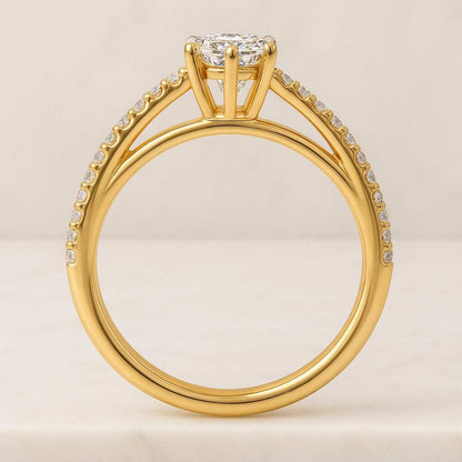 Marquise Cut Lab Grown Diamond Engagement Ring IGI Certified Solitaire Ring Hidden Halo Pave Set Wedding Ring Anniversary Gift