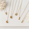 14k Solid Gold Initials Letter Necklace