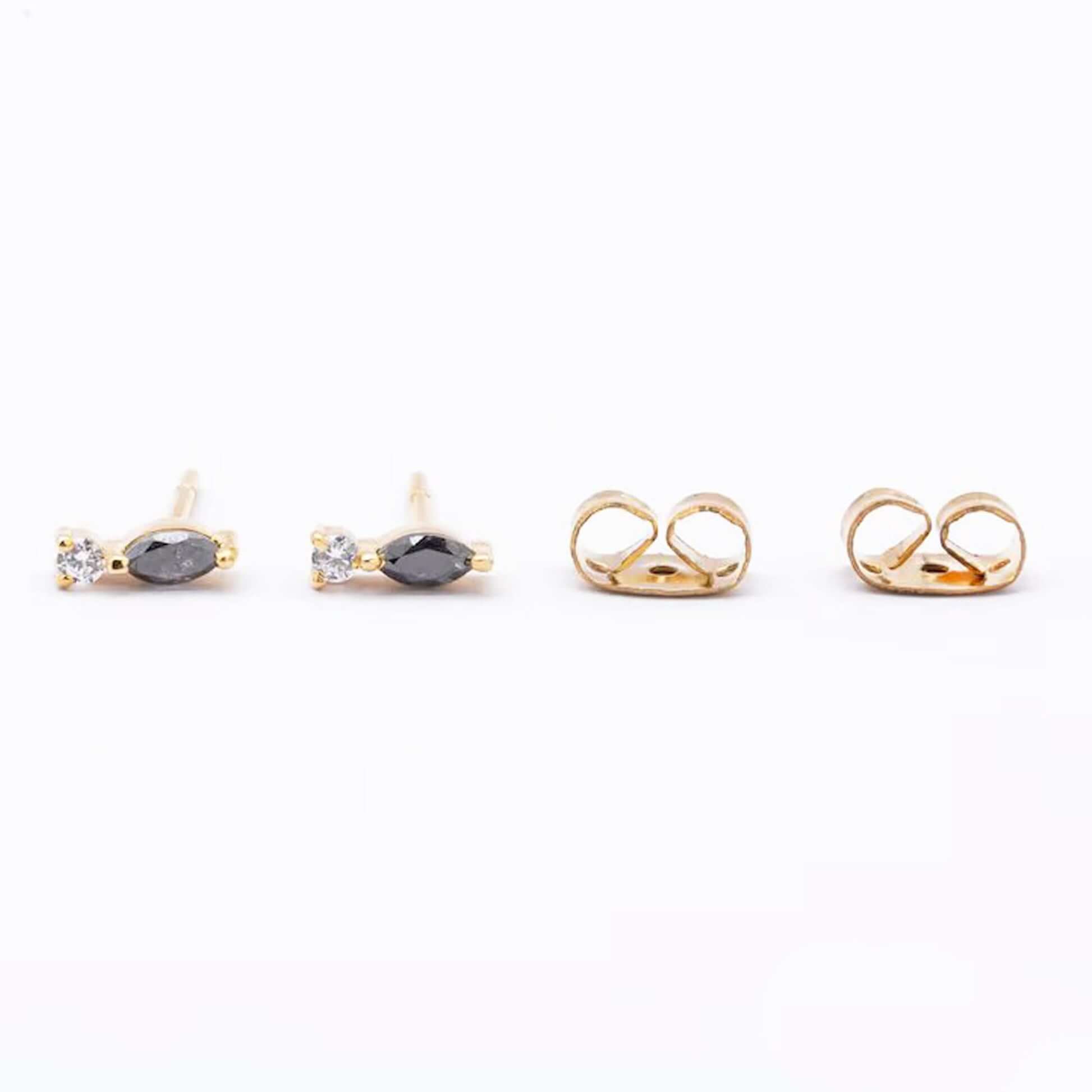 Marquise And Round Diamond Minimalist Studs