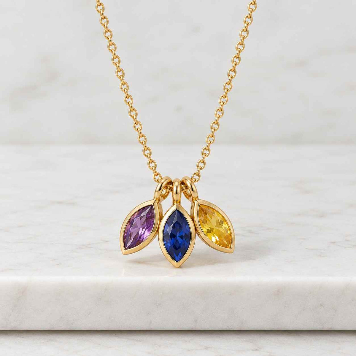 Marquise Birthstone Necklace Custom Family Birthstone Necklace Marquise Cut Birthstone Gemston Necklace 30th Birthday Gifts for her
