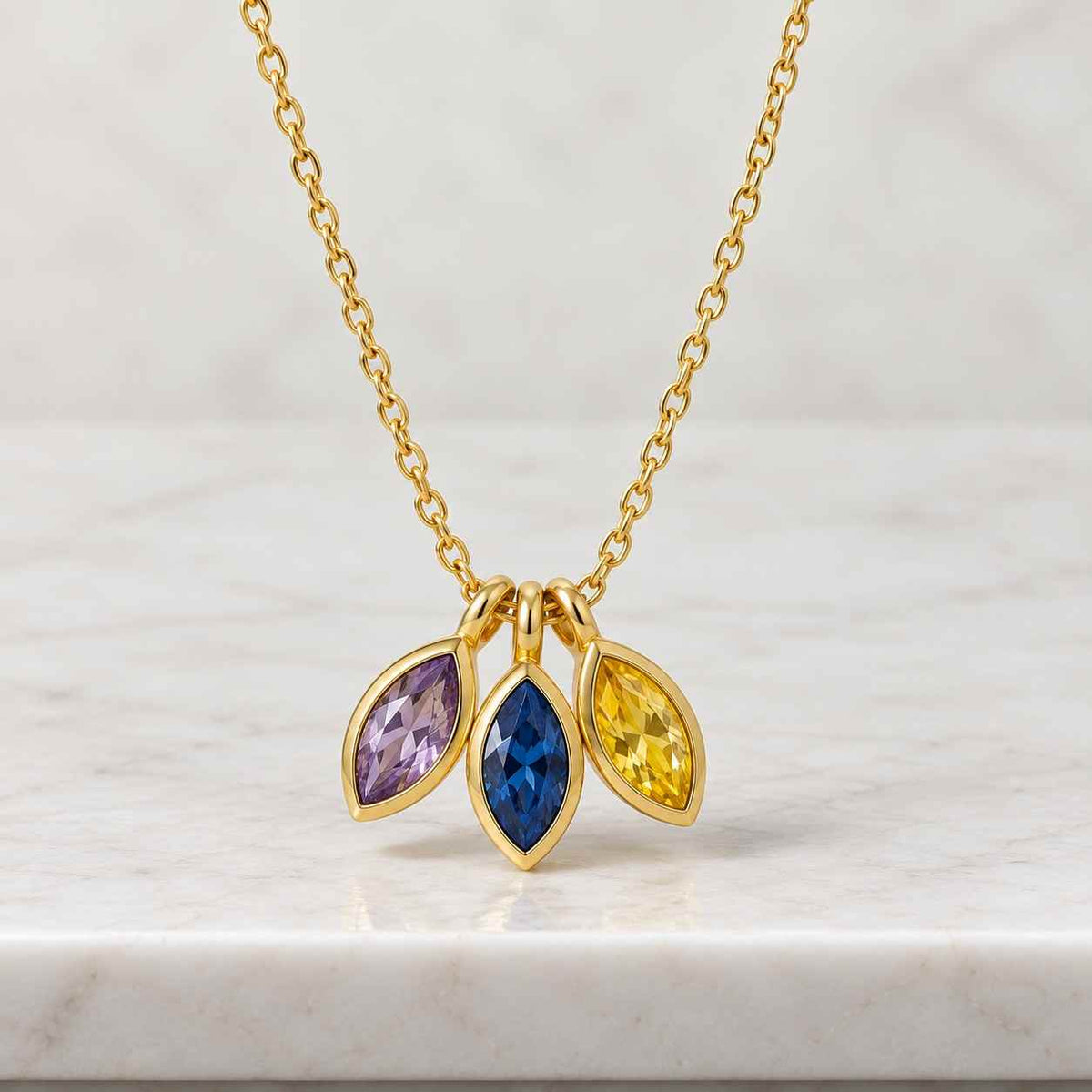 marquise birthstone necklace, family birthstone necklace, custom 4 birthstone necklace, birthstone jewelry, gift for mom, christmas gift

