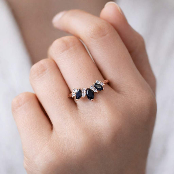 Marquise Black Onyx Wedding Ring