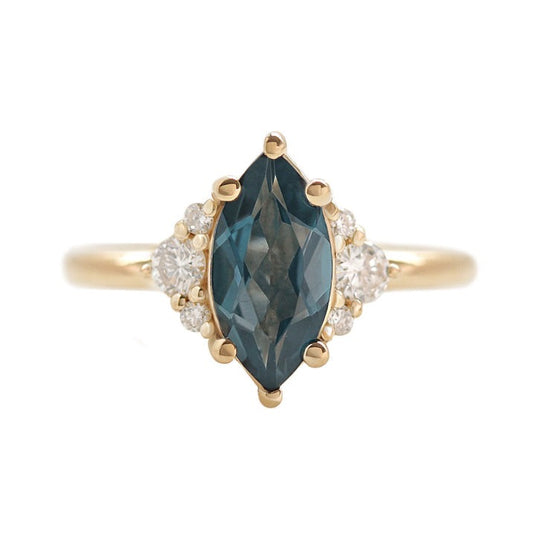 Marquise Blue Sapphire Diamond Ring