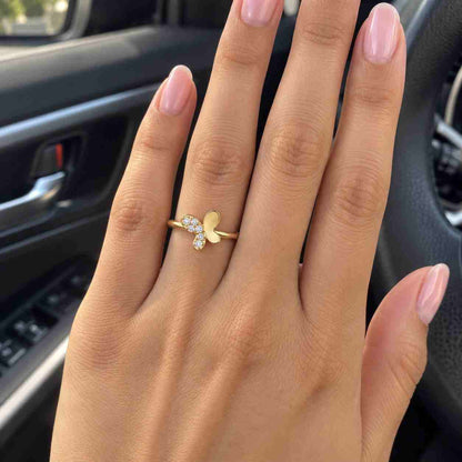 Marquise Butterfly Diamond Ring, Lab Grown Diamond Engagement Ring, 