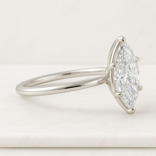 Marquise Cluster Ring Chevron Engagement Ring Set IGI Certified Marquise Ring