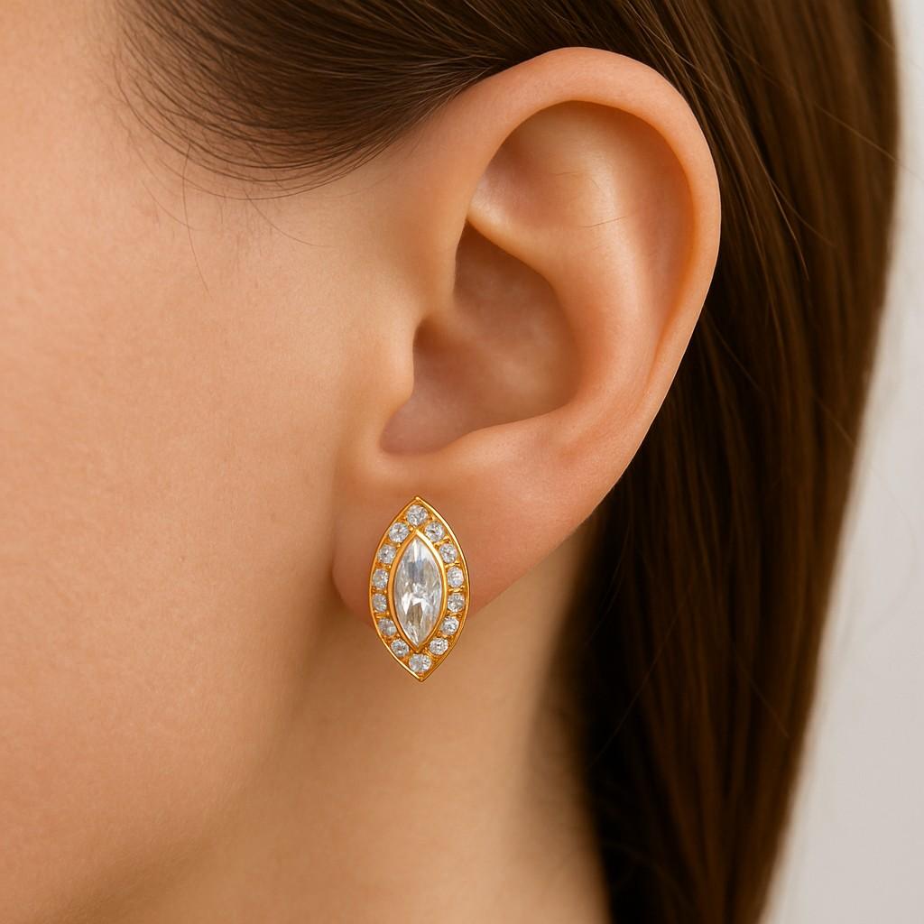 Marquise Cut Colorless Moissanite Designer Wedding Earrings Unique Push Back Style Stud Earrings For Mother