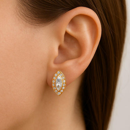 Marquise Cut Colorless Moissanite Designer Wedding Earrings Unique Push Back Style Stud Earrings For Mother