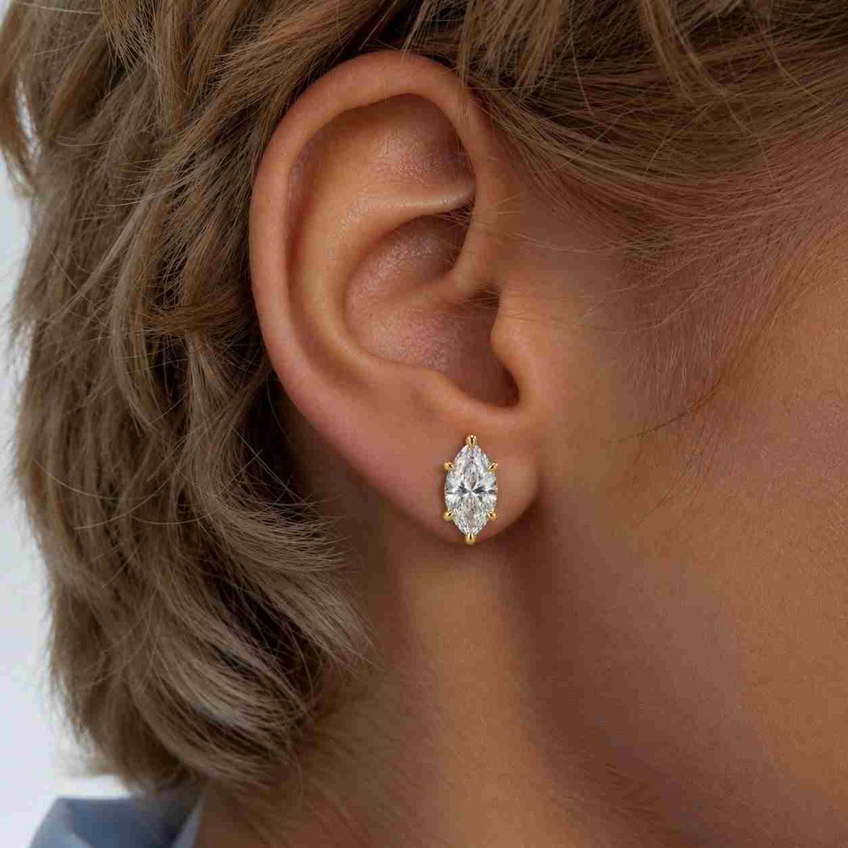 marquise cut diamond earrings, 0.53 tw marquise lab grown diamond earrings, flower design earrings, screw back earrings, anniversary gift
