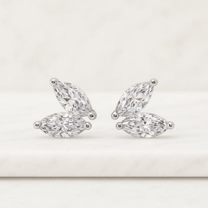 Marquise Cut Diamond Earrings Lab Grown Diamond Earrings 14K Yellow Gold Wings Earrings Flower Diamond Earring Unique Gift For Women