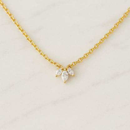Marquise Cut Diamond Pendant necklace IGI Certified 14k Yellow Gold Lab Grown Diamond