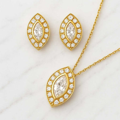 Marquise Cut Diamond Stud Earrings  Natural HPHT Earth-Mined Diamonds  925 Sterling Silver with 14K White Gold Plating