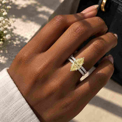 Marquise Cut East West Lab Grown Diamond Solitaire Ring / 14K White Gold Marquise Diamond Promise Ring / Marquise Engagement Ring
