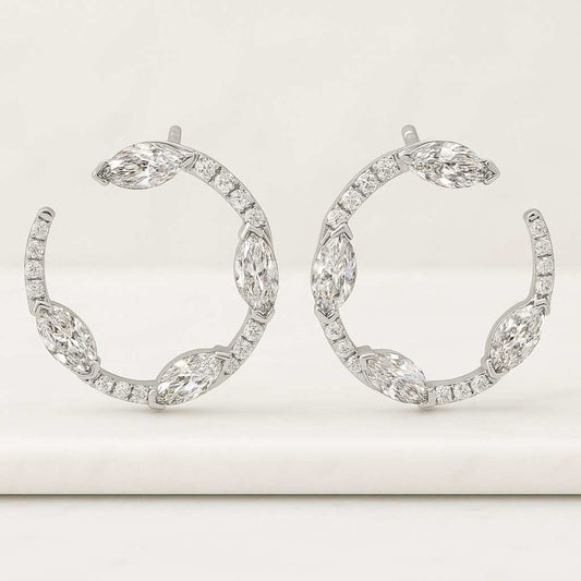 Marquise Cut Lab Diamond Chain Tassel Stud Earrings Conflict Free Diamond Screw Back Earrings