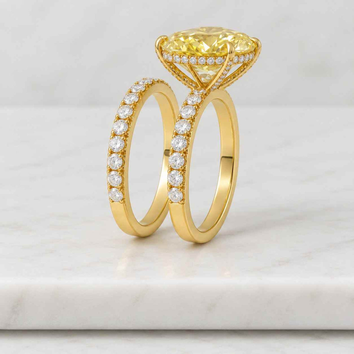 Marquise Cut Lab Grown Diamond Bridal Set, Bezel Set, Platinum Wedding Ring
