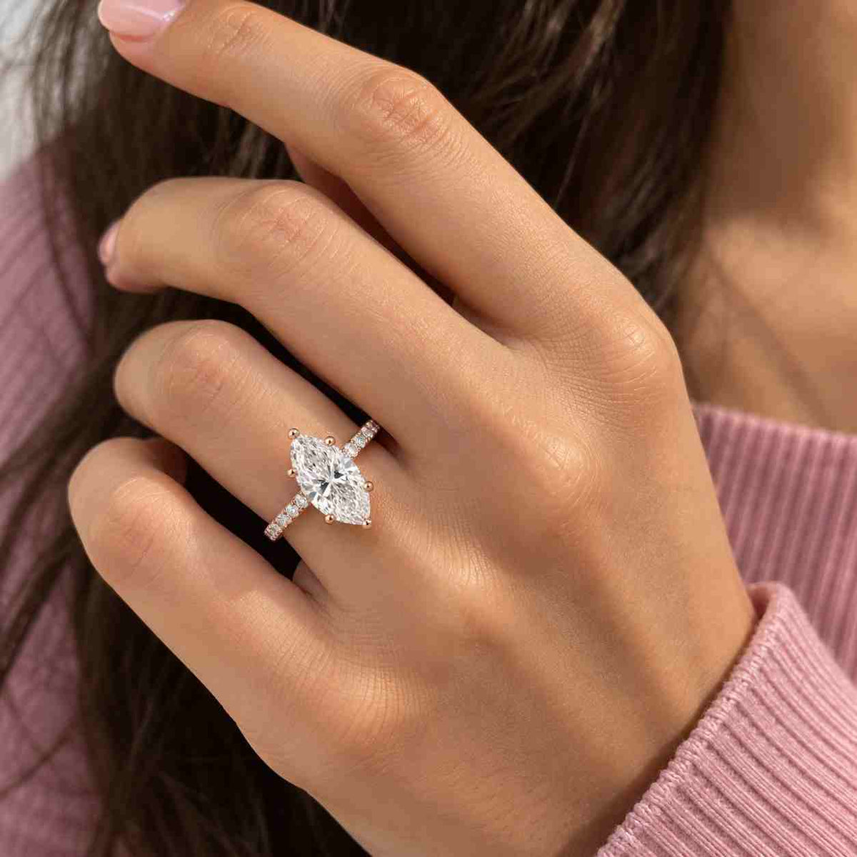 marquise cut lab grown diamond bridal set engagement ring 2.50 ctw e vvs2 igi certified diamonds, marquise shape lab grown diamond ring
