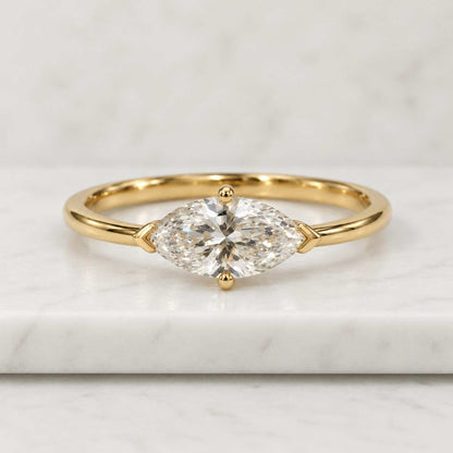 Marquise Cut Lab Grown Diamond Engagement Ring,Hidden Halo IGI Certified Double Claw Prong Setting Wedding Ring,Proposal Ring for Girlfriend
