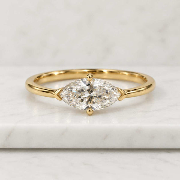 Marquise Cut Lab Grown Diamond Engagement Ring,Hidden Halo IGI Certified Double Claw Prong Setting Wedding Ring,Proposal Ring for Girlfriend
