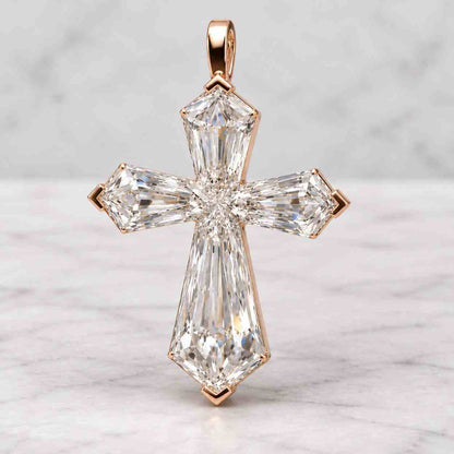 Marquise Cut Lab Grown Diamond Pendant, Cross Diamond Pendant, Traditional Sweden Cross Pendant, Wedding Anniversary Gift, Pendant for Women
