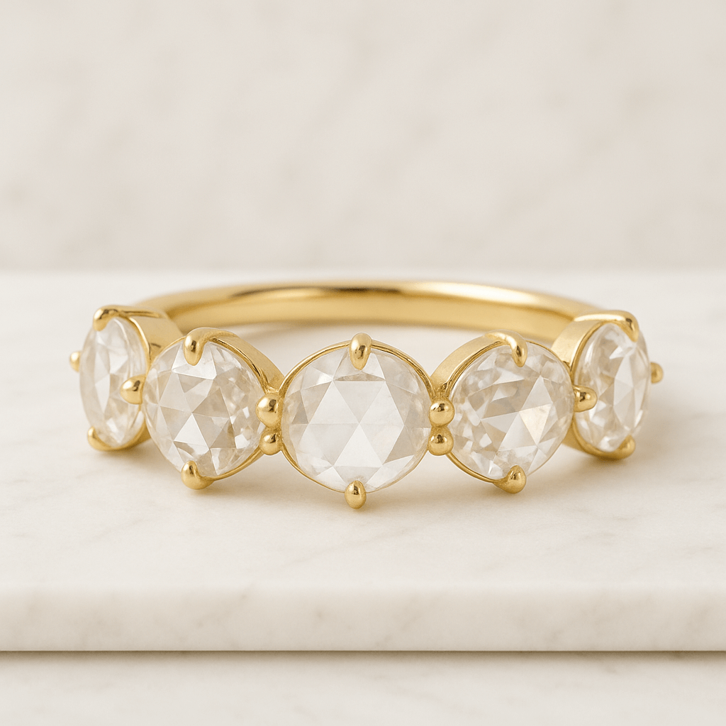 Flower Ring with Lab-Grown Diamonds in 14K Yellow Gold