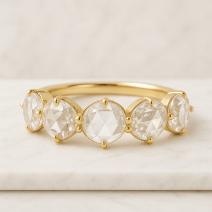 Flower Ring with Lab-Grown Diamonds in 14K Yellow Gold